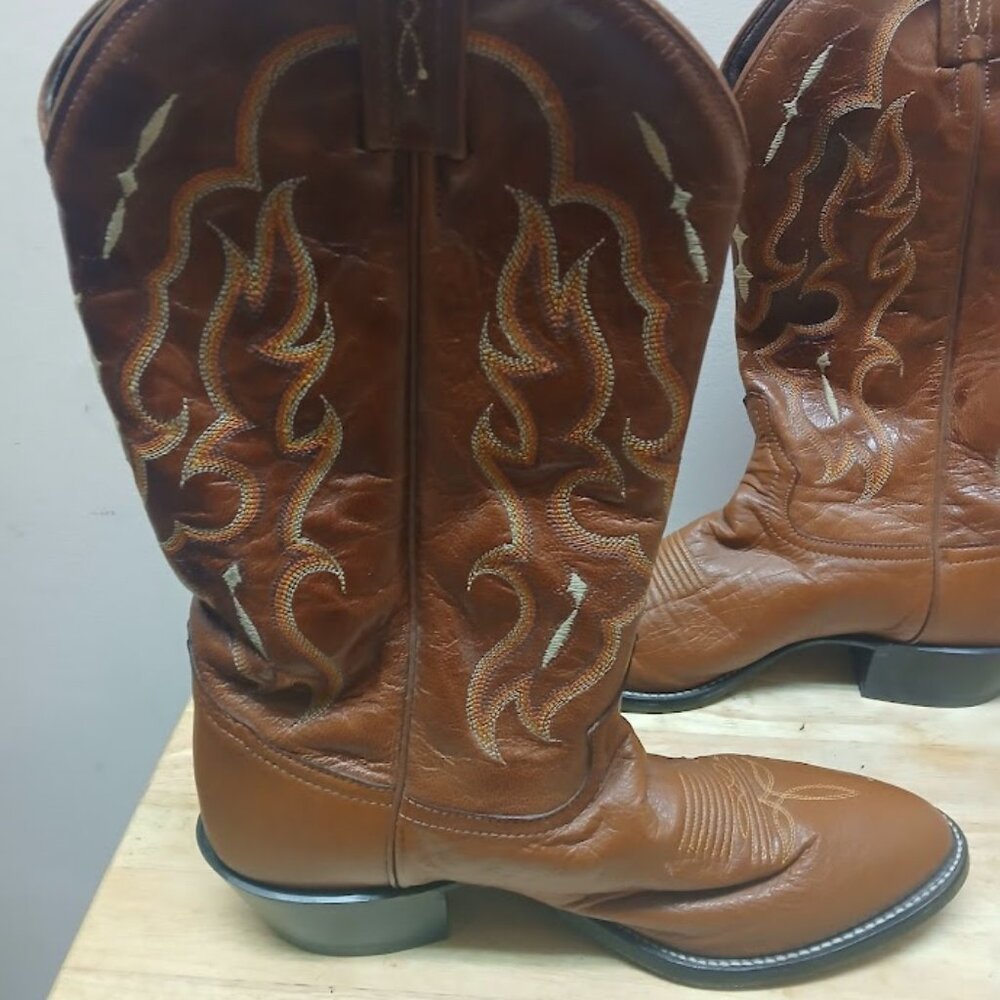 Tony Lama CZ872 9.5 D Peanut Brittle Brown Ostrich Cowboy Western Boots - Picture 6 of 16